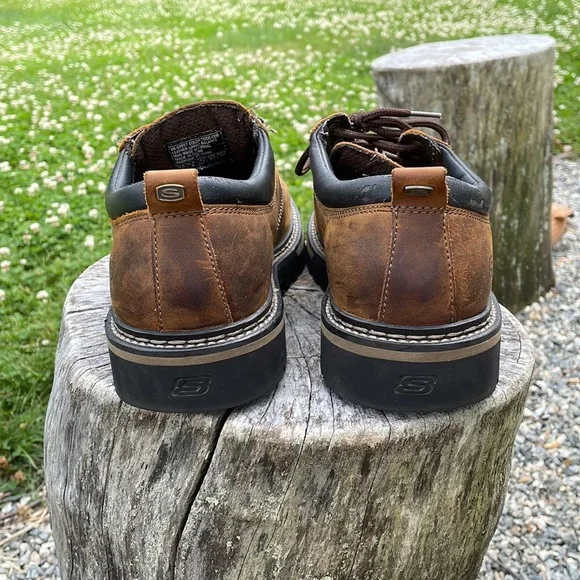 Skechers Leather Upper Balance Men’s Shoes - Picture 4 of 9